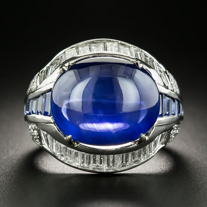 11.80 Carat Cabochon Sapphire  Diamond Ring - GIA
