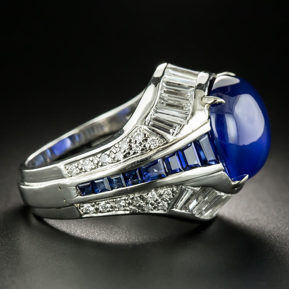 11.80 Carat Cabochon Sapphire  Diamond Ring - GIA - 3