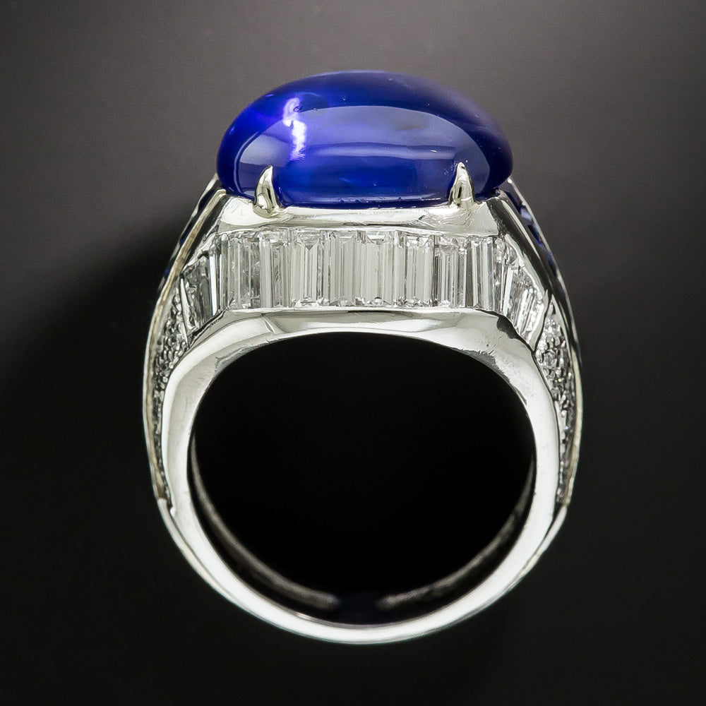 11.80 Carat Cabochon Sapphire  Diamond Ring - GIA - 4