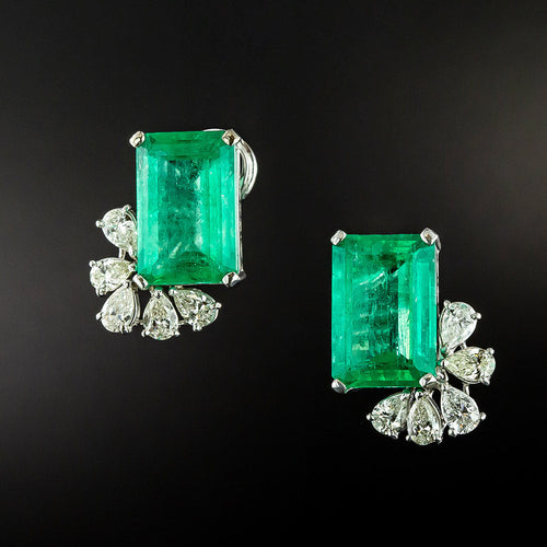18.14 Carat Colombian Emerald and Diamond Earrings - AGL - 2