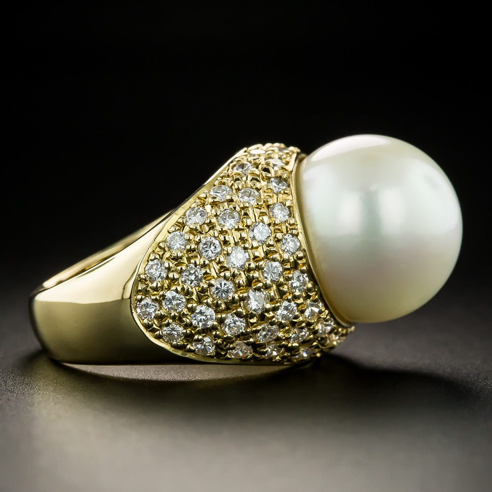 South Sea Pearl and Pavé Diamond Ring - 3