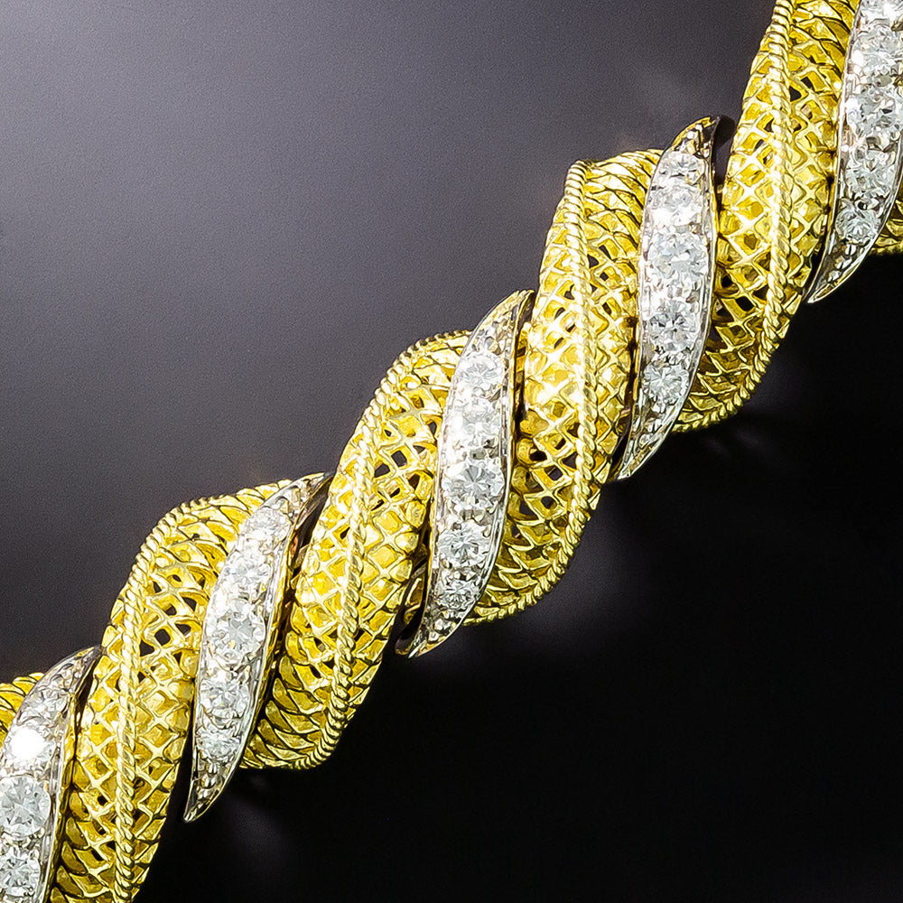 Two-Tone Macaroni Link Diamond Bracelet - 3