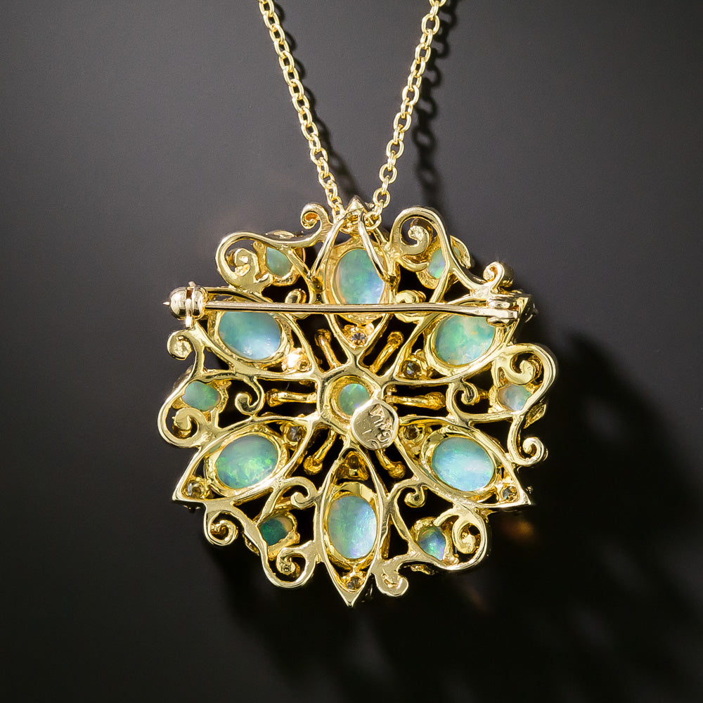Victorian Revival Opal and Diamond Pendant/Brooch - 3