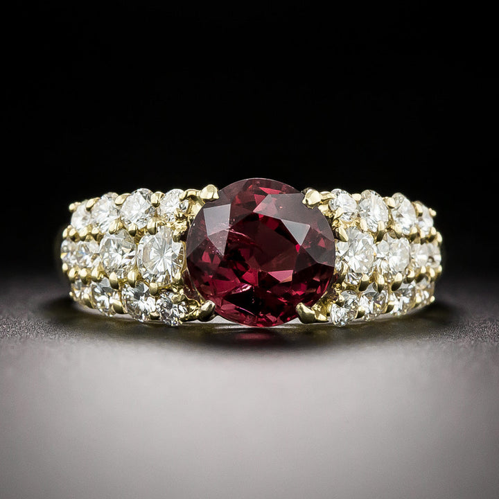 2.01 Carat Spinel and Pave Diamond Ring