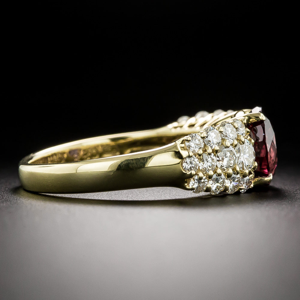 2.01 Carat Spinel and Pave Diamond Ring - 4