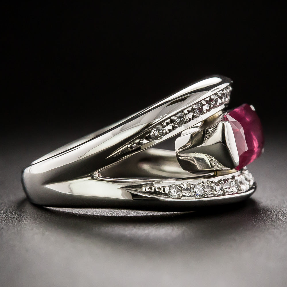 2.02 Carat No-Heat Pink Sapphire and Diamond Ring - GIA - 4