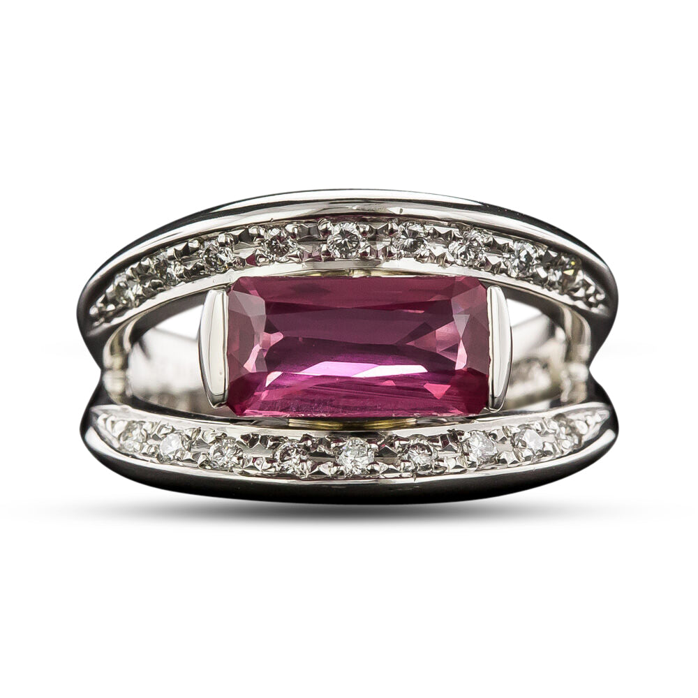 2.02 Carat No-Heat Pink Sapphire and Diamond Ring - GIA - 5