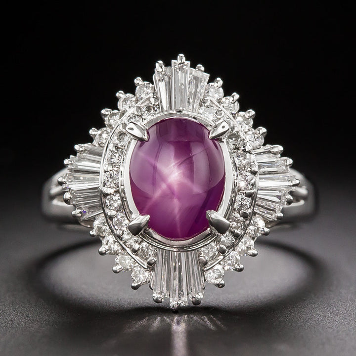 2.93 Carat Star Ruby and Diamond Halo Ring