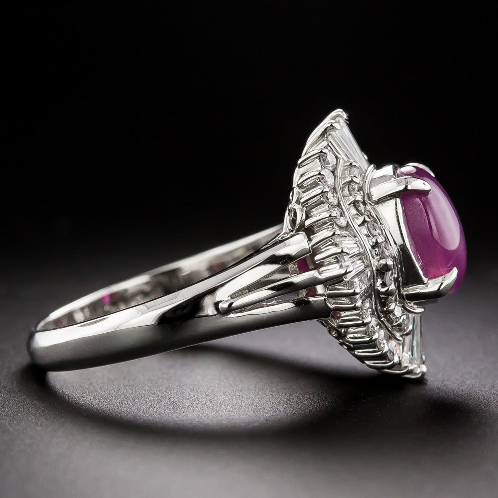 2.93 Carat Star Ruby and Diamond Halo Ring - 4