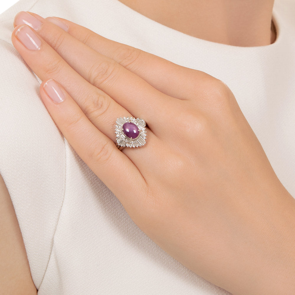 2.93 Carat Star Ruby and Diamond Halo Ring - 6