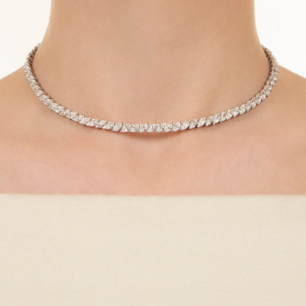 24.00 Carat Marquise-Cut Diamond Rivière Necklace  - 4