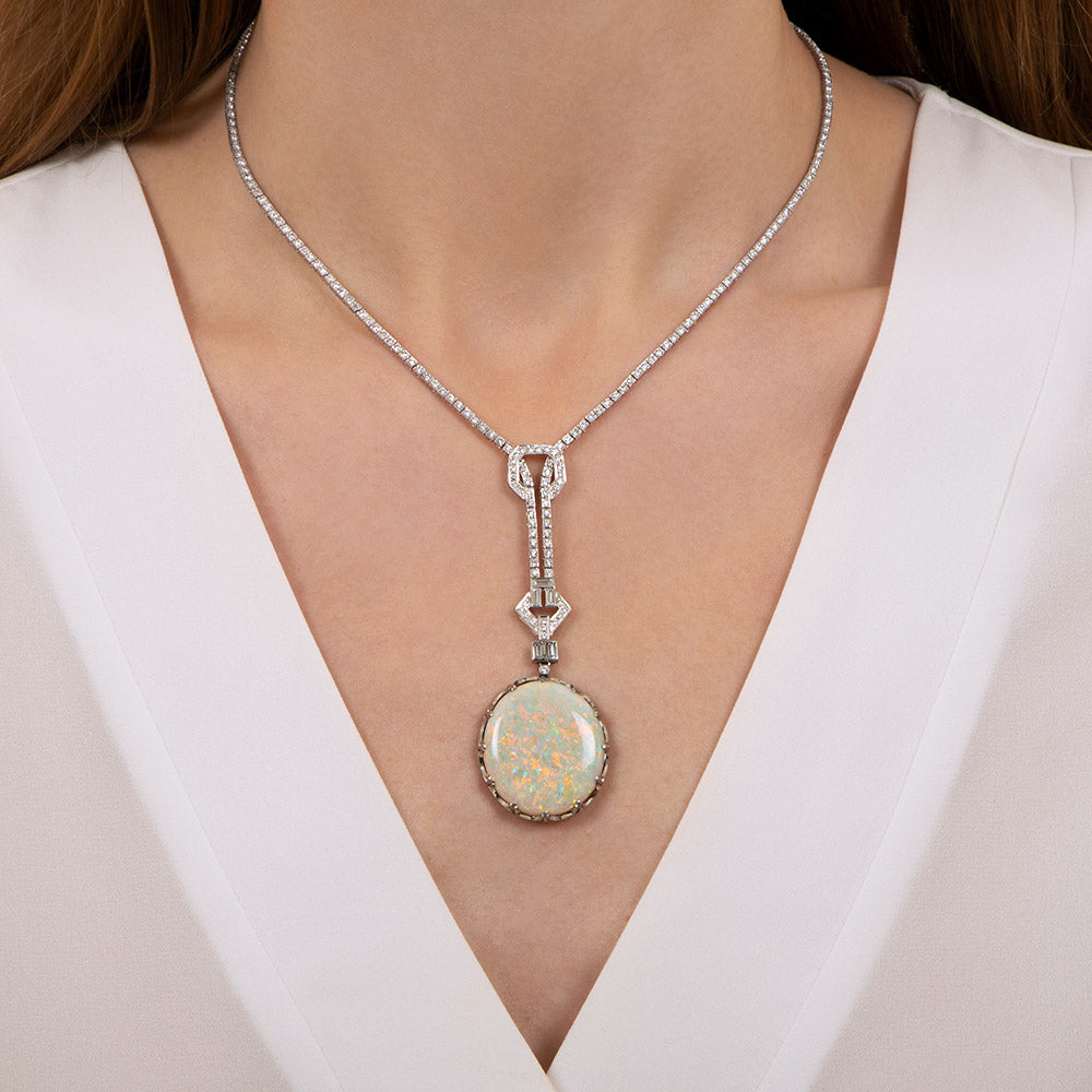 26.93 Carat Opal and Diamond Necklace - 6