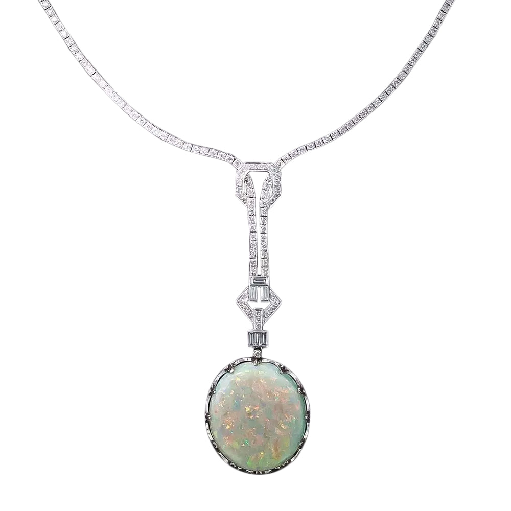 26.93 Carat Opal and Diamond Necklace - 5