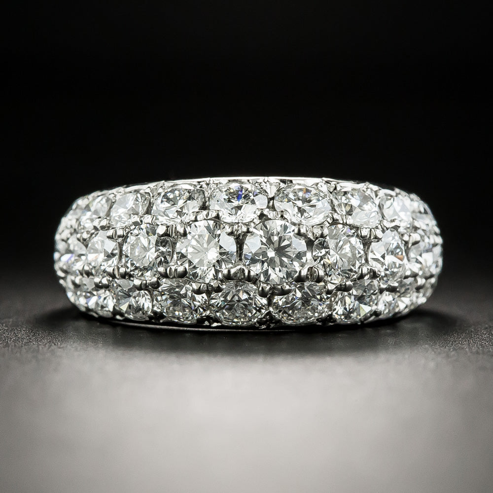 3.05 Carat Total Weight Diamond Three Row Dome Ring - 3