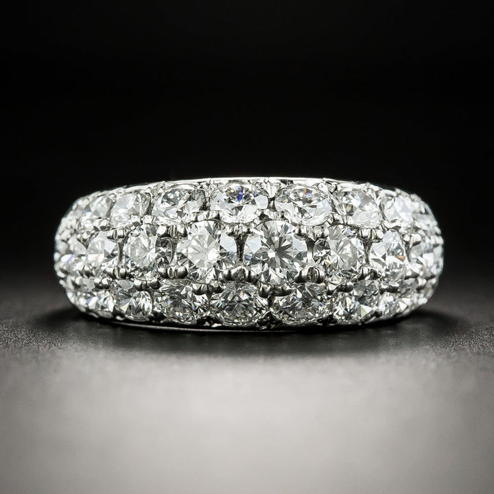 3.05 Carat Total Weight Diamond Three Row Dome Ring