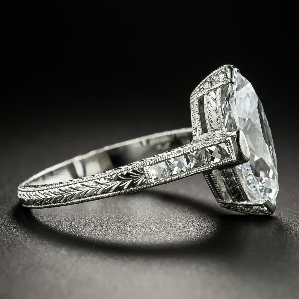 3.07 Carat 'Moval' Diamond Platinum Engagement Ring - GIA D SI1 - 4
