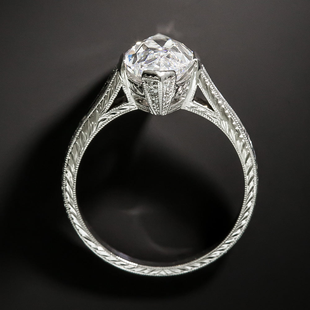 3.07 Carat 'Moval' Diamond Platinum Engagement Ring - GIA D SI1 - 5