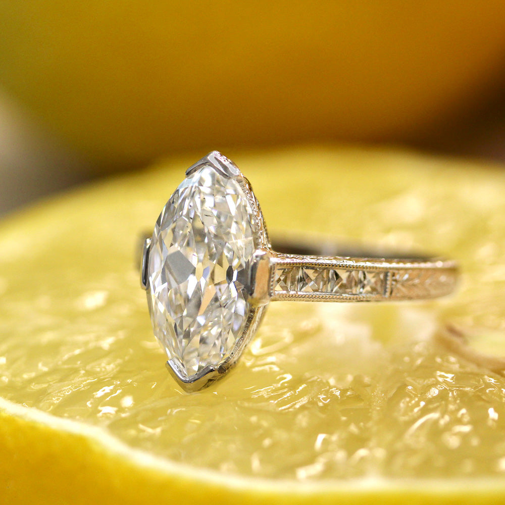 3.07 Carat 'Moval' Diamond Platinum Engagement Ring - GIA D SI1 - 10