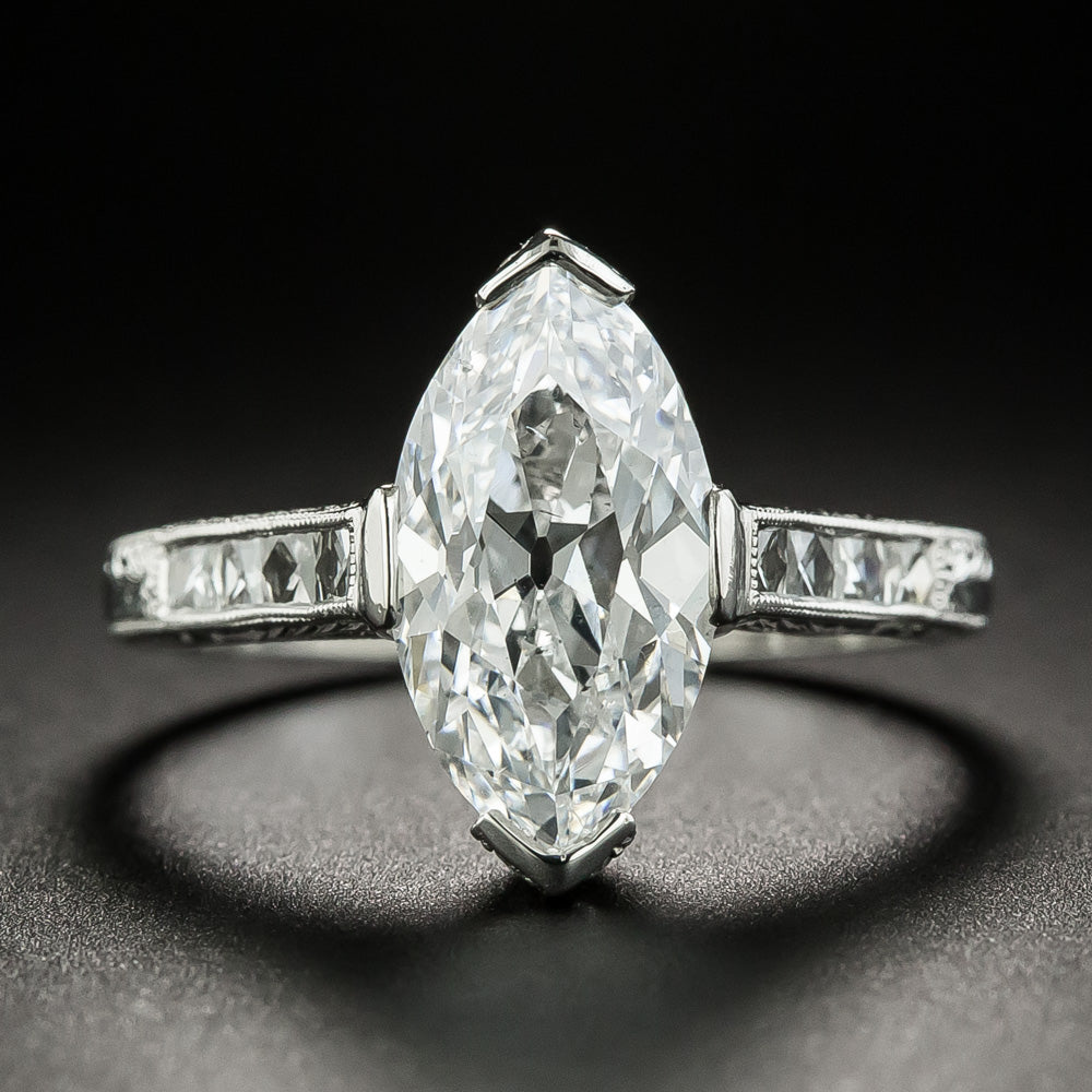 3.07 Carat 'Moval' Diamond Platinum Engagement Ring - GIA D SI1 - 2
