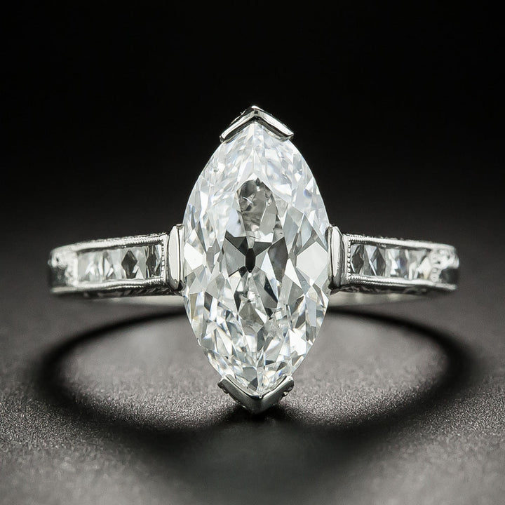 3.07 Carat 'Moval' Diamond Platinum Engagement Ring - GIA D SI1
