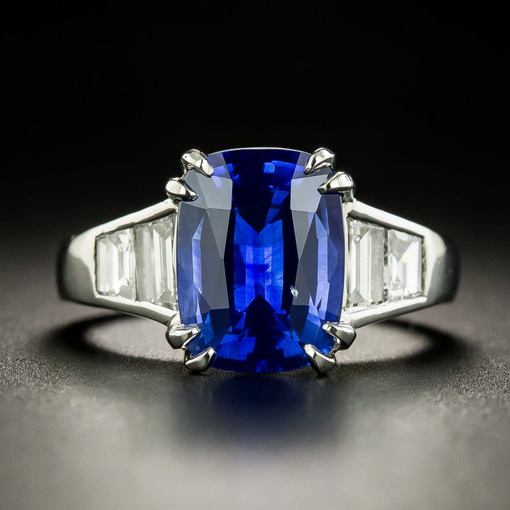 3.71 Carat Ceylon Sapphire and Diamond Ring