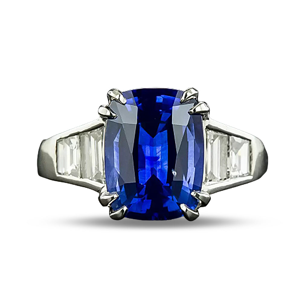  3.71 Carat Ceylon Sapphire and Diamond Ring - 5