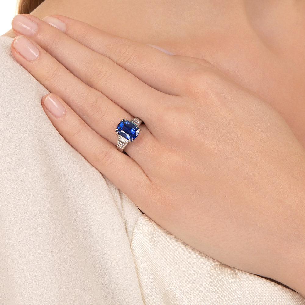  3.71 Carat Ceylon Sapphire and Diamond Ring - 6