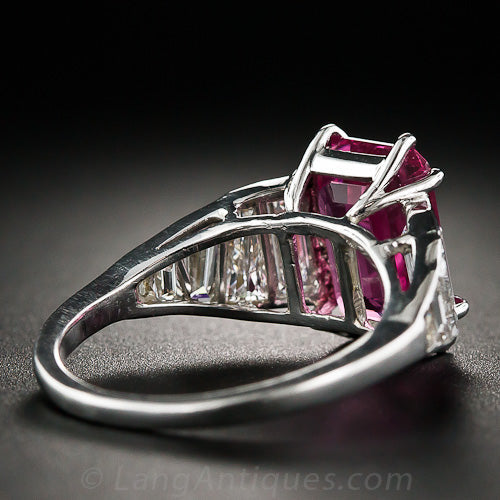 4.74 Carat Pink Sapphire and Baguette Diamond Ring - 6