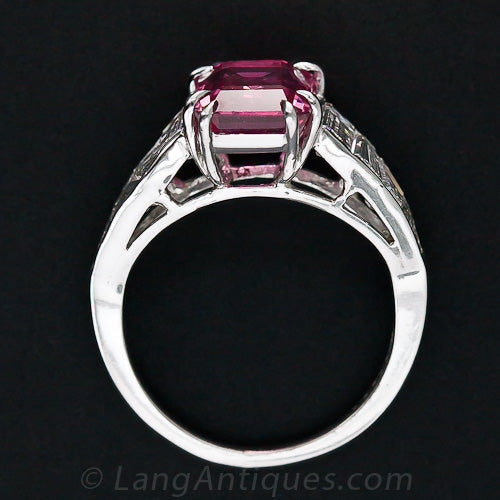 4.74 Carat Pink Sapphire and Baguette Diamond Ring - 7