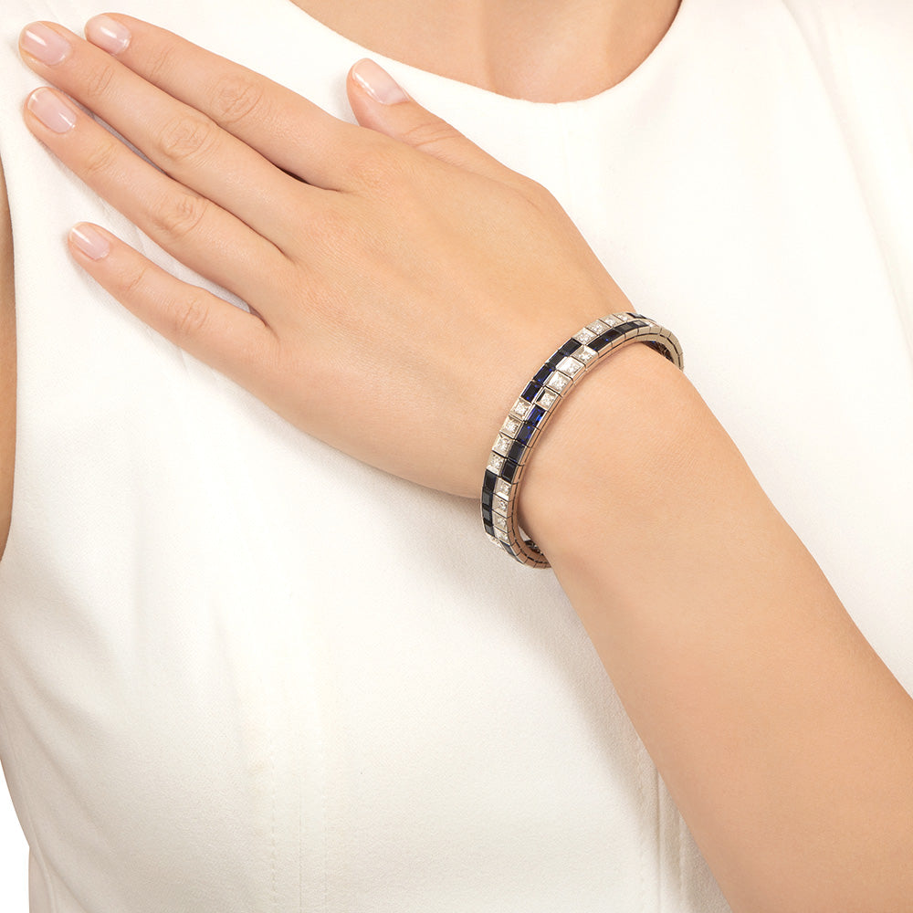 Mid-Century Diamond and Sapphire* Line Bracelet