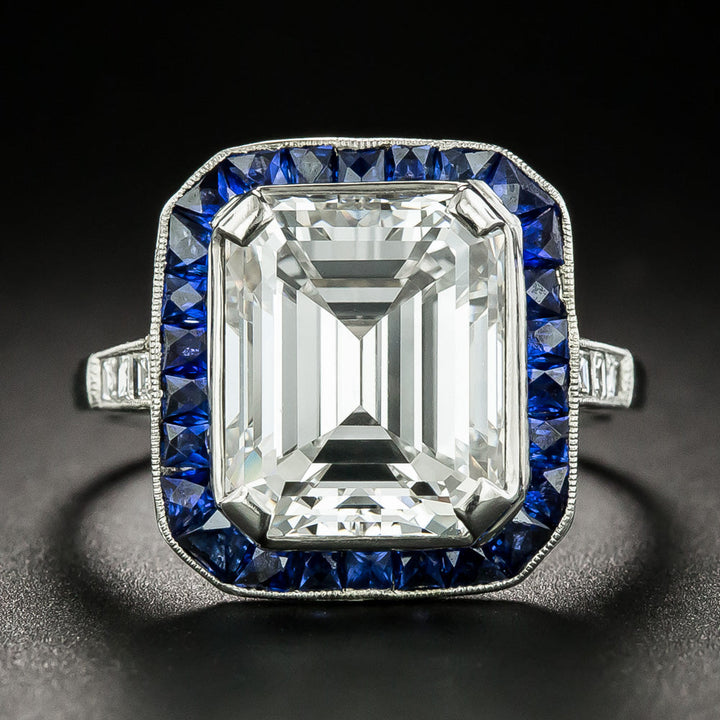 5.11 Carat Emerald-Cut Diamond Art Deco Ring - GIA E VVS2