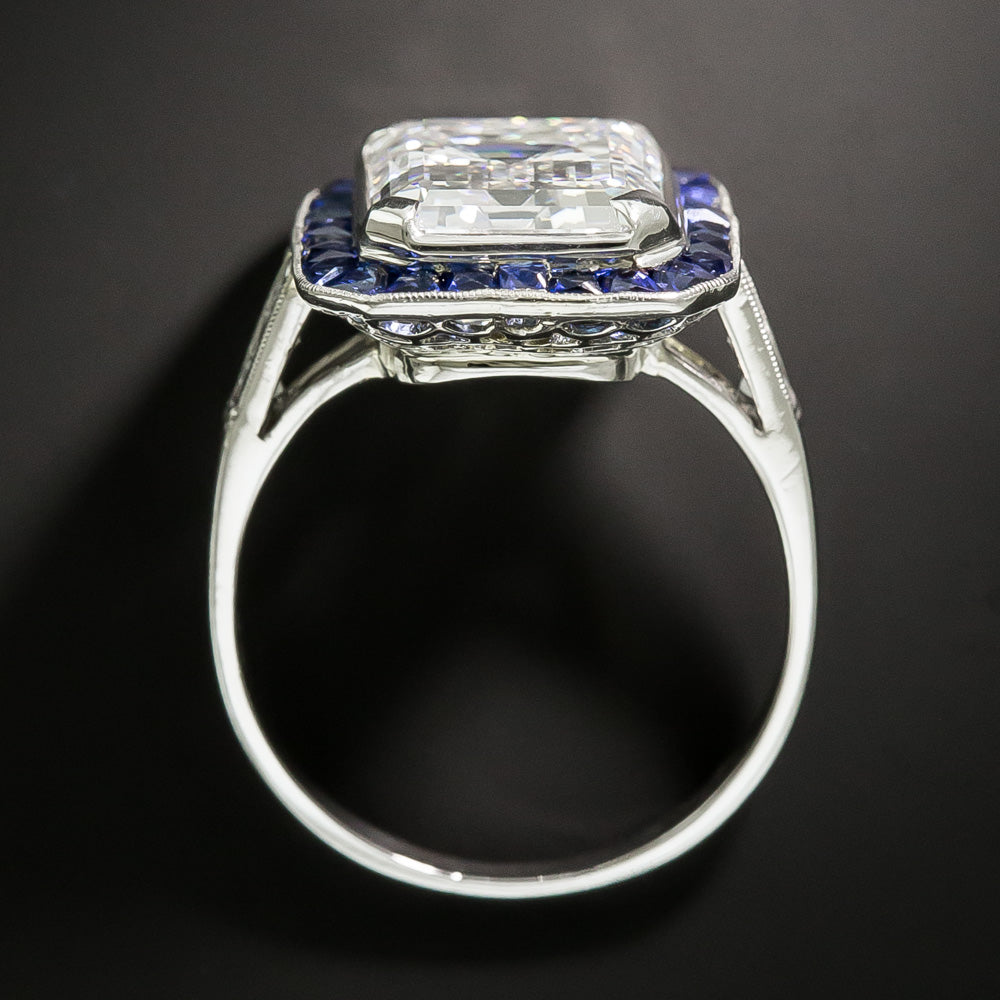 5.11 Carat Emerald-Cut Diamond Art Deco Ring - GIA E VVS2 - 5