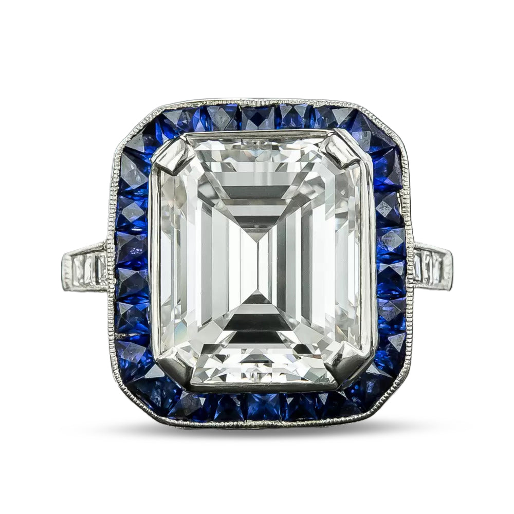 5.11 Carat Emerald-Cut Diamond Art Deco Ring - GIA E VVS2 - 6