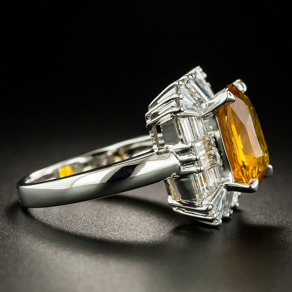 5.33 Carat Orange Sapphire and Diamond Ring - 3