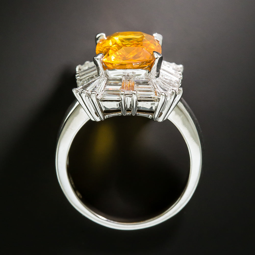 5.33 Carat Orange Sapphire and Diamond Ring - 4