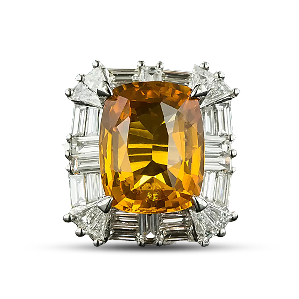 5.33 Carat Orange Sapphire and Diamond Ring - 5