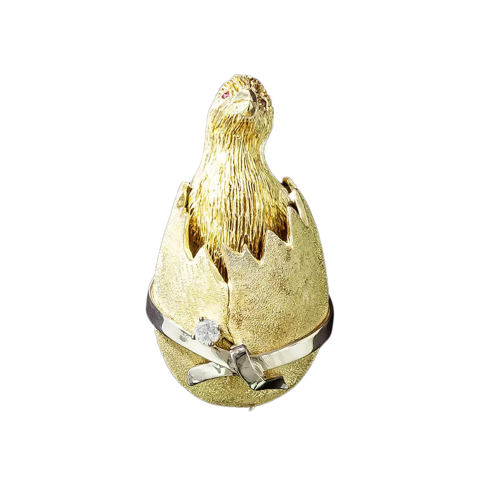 Hatching Baby Chick Brooch By Maurice Guyot