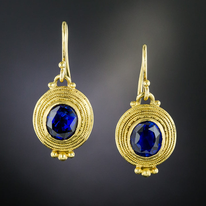 6.17 Carat Total No-Heat Sapphire Drop Earrings