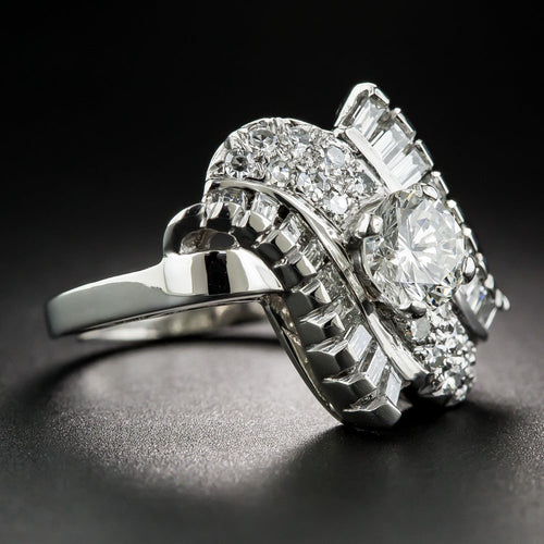 .87 Carat Mid-Century Platinum and Diamond Cocktail Ring - 8