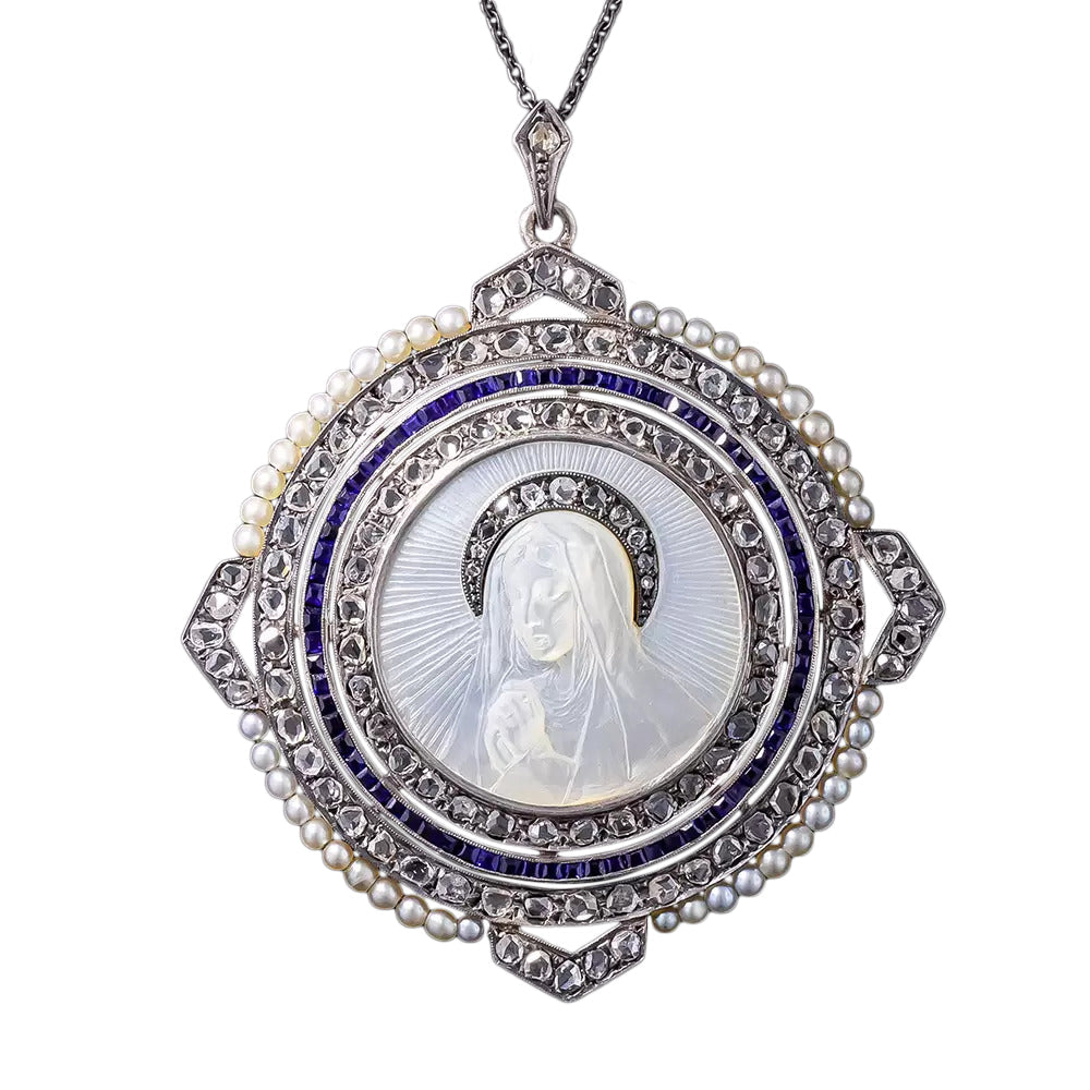 Edwardian Mother-of-Pearl Madonna Pendant