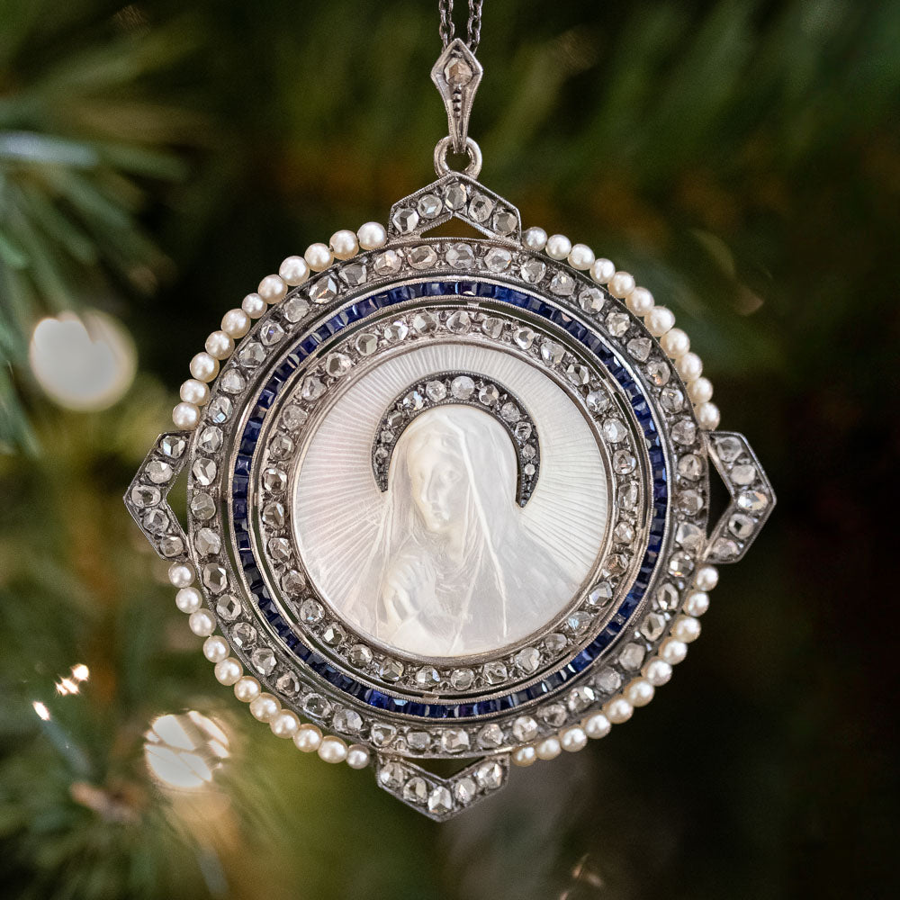 Edwardian Mother-of-Pearl Madonna Pendant