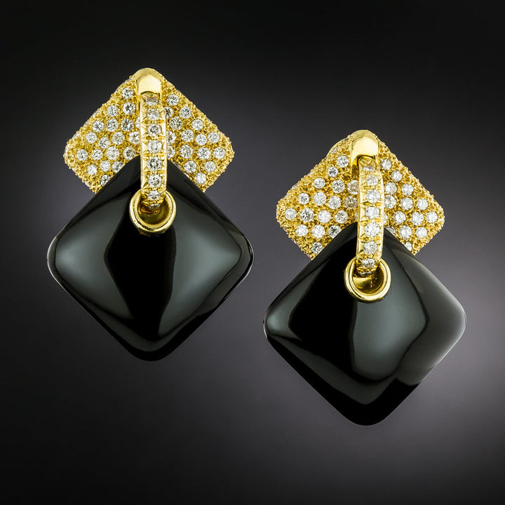 Aldo Cipullo/Cartier Onyx and Diamond Dangle Earrings