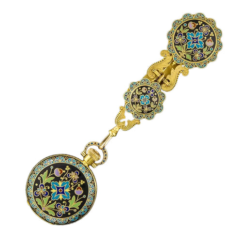 Cloisonné Enamel Pocket Watch and Chatelaine by Braverman & Levy of San Francisco - 2