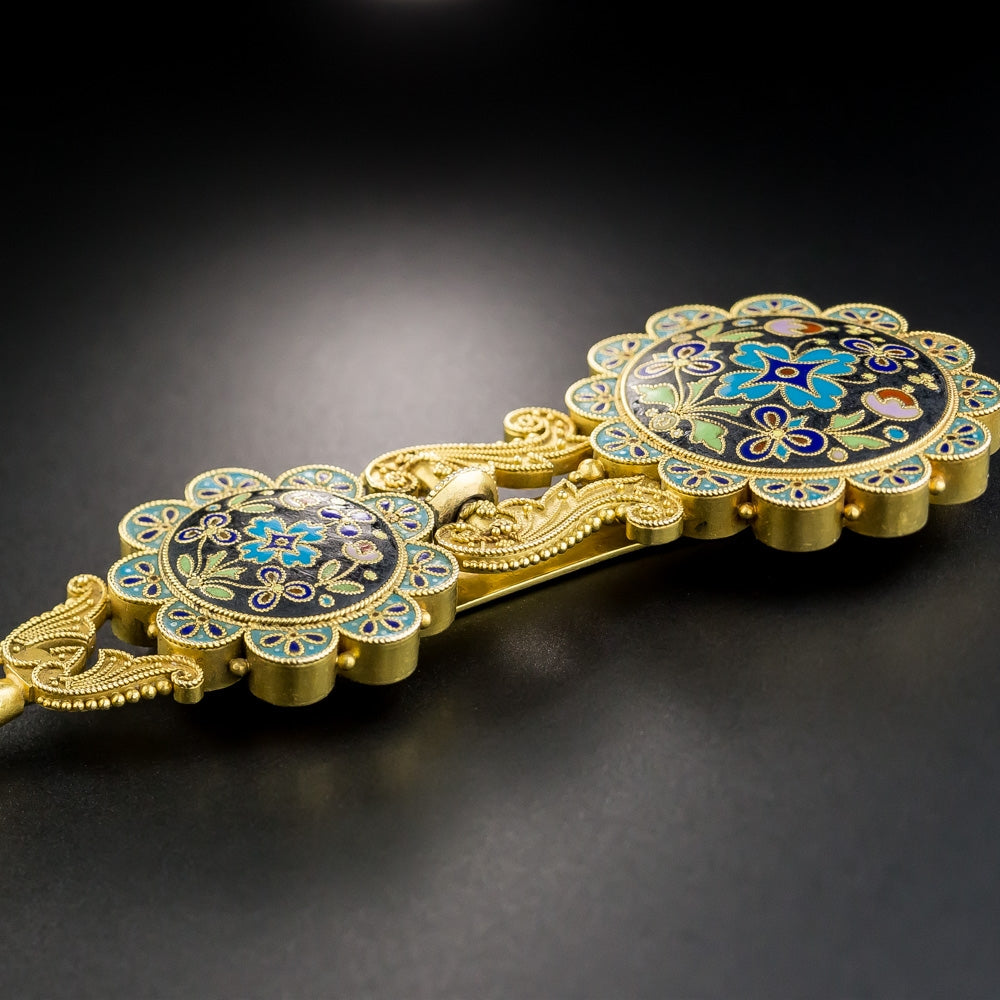 Cloisonné Enamel Pocket Watch and Chatelaine by Braverman & Levy of San Francisco - 10