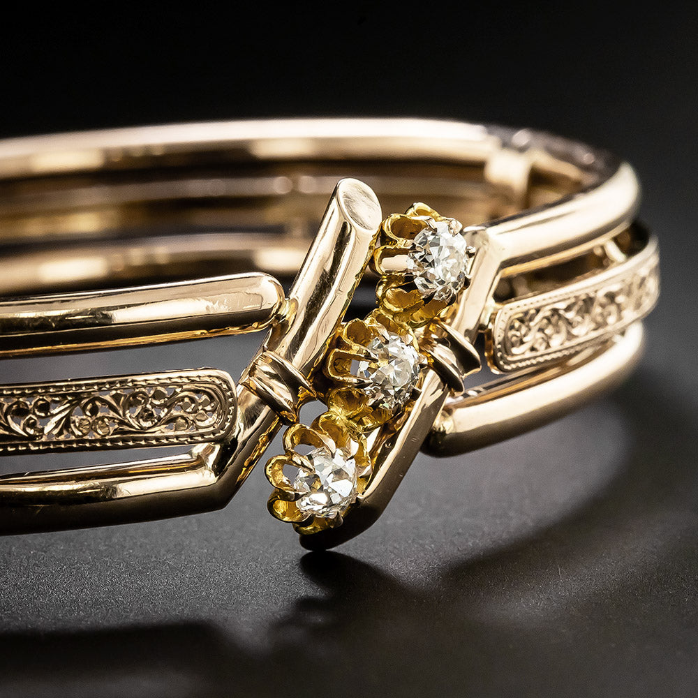 Antique Austro-Hungarian Diamond Bangle Bracelet  - 4