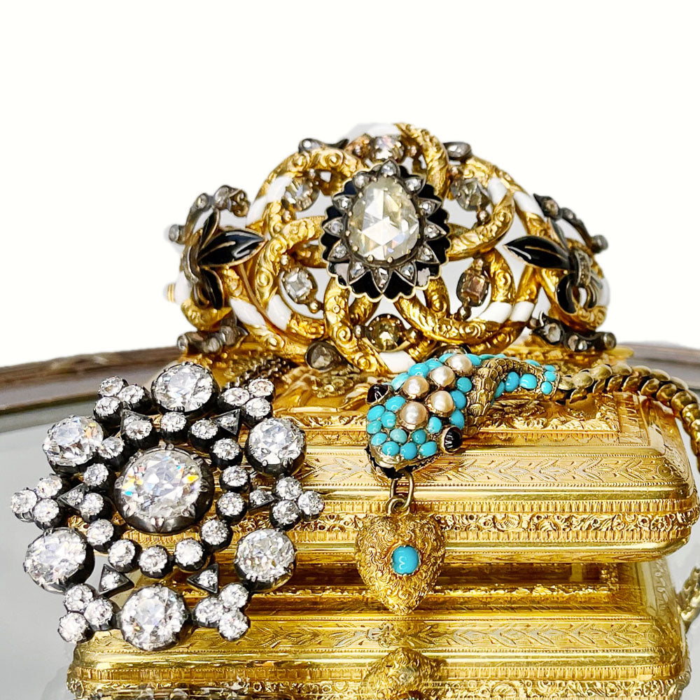 Antique Austro-Hungarian Diamond Enamel Fleur-de-Lys Bracelet - 8
