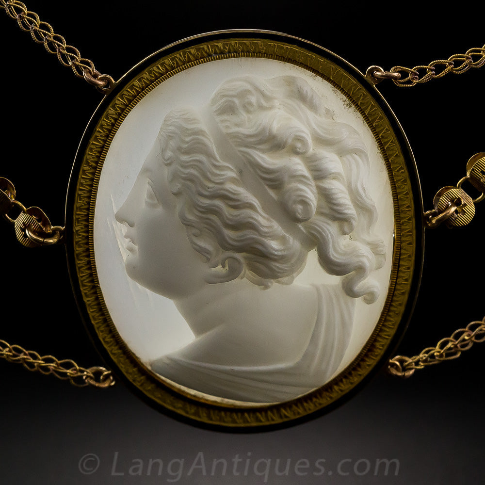Antique Cameo Necklace and Earrings Set - 13