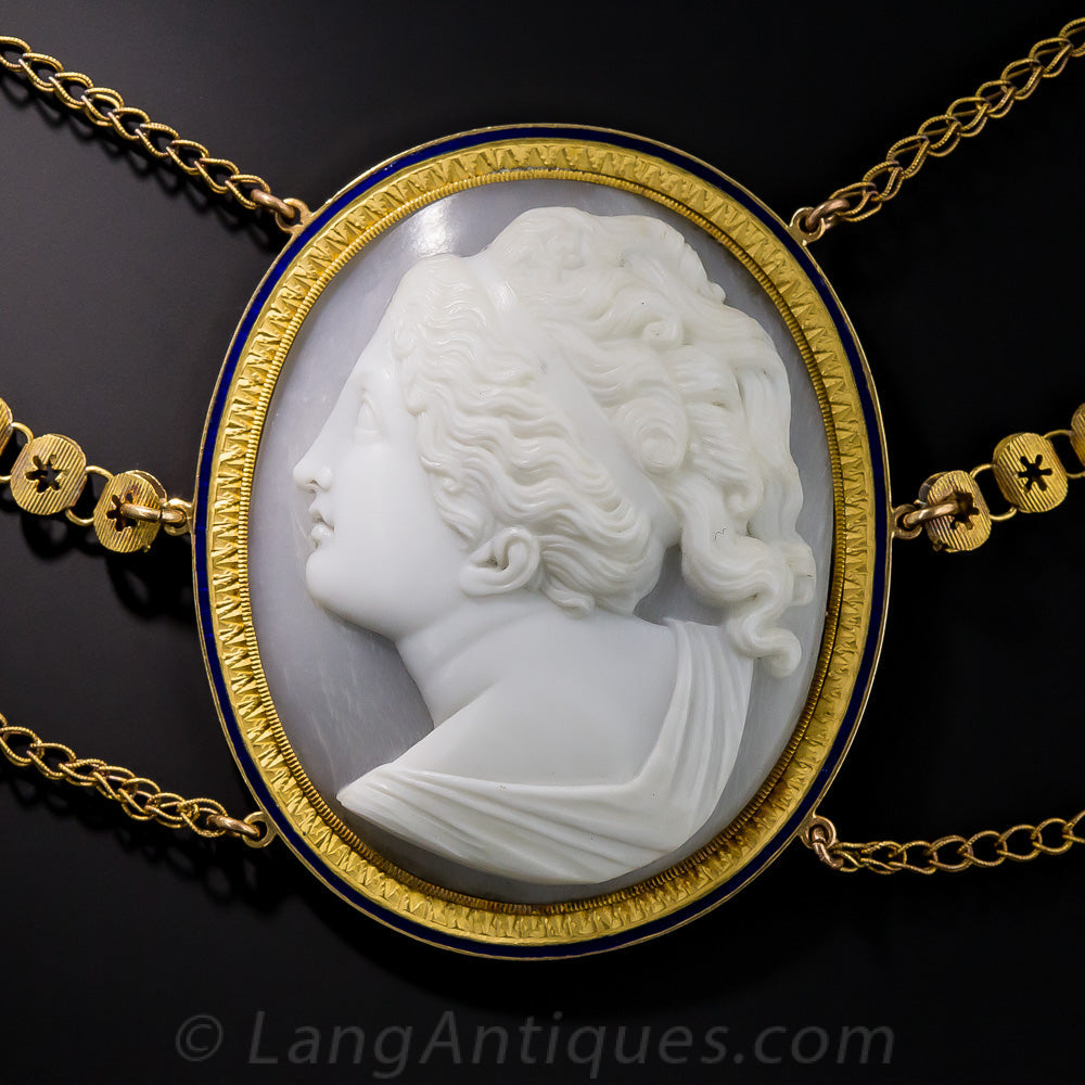 Antique Cameo Necklace and Earrings Set - 5