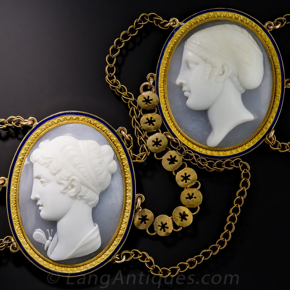 Antique Cameo Necklace and Earrings Set - 7