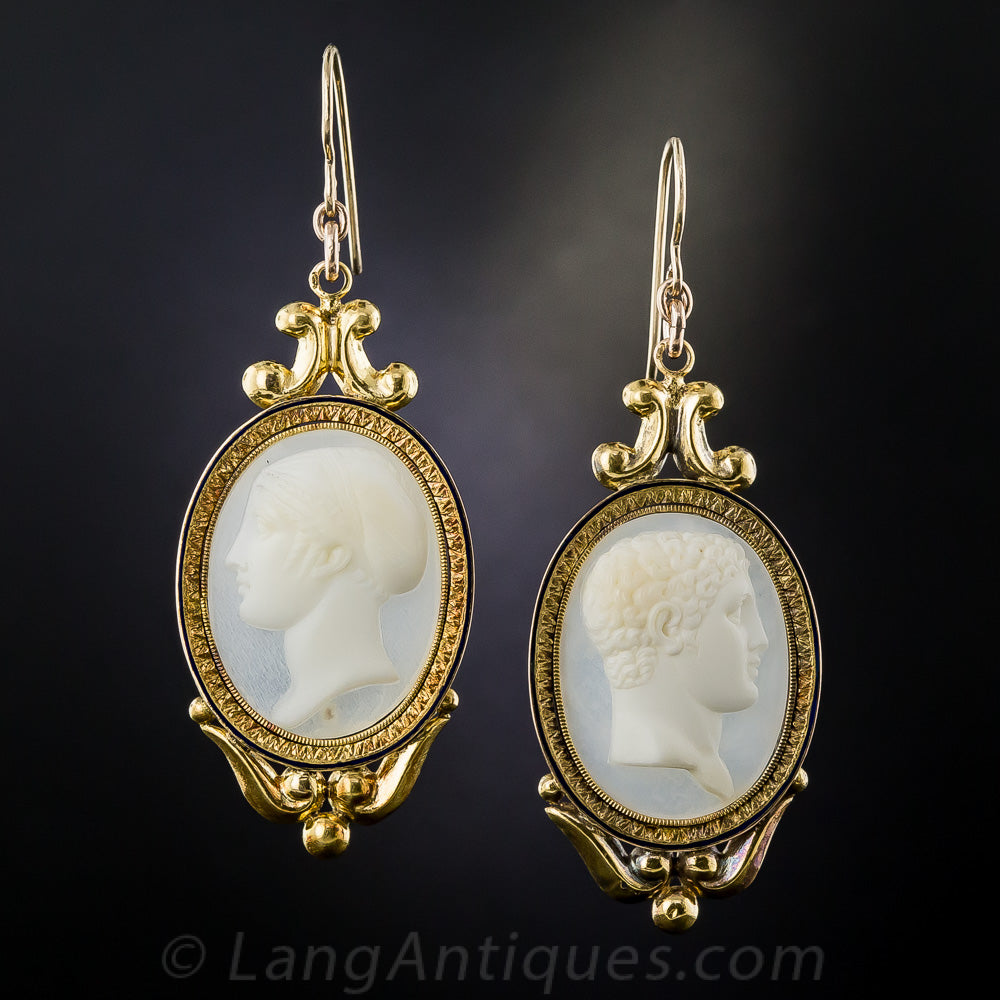 Antique Cameo Necklace and Earrings Set - 8